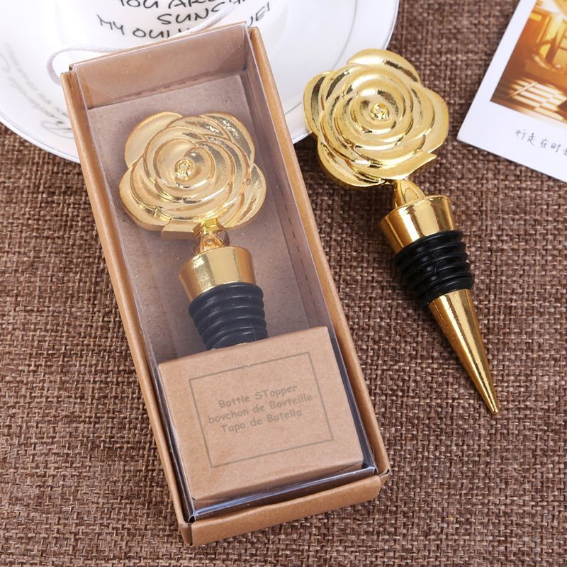 Elegant Rose Flower Champagne Red Wine Bottle Stopper Vacuum Twist Valentine's Day Bruiloft favours