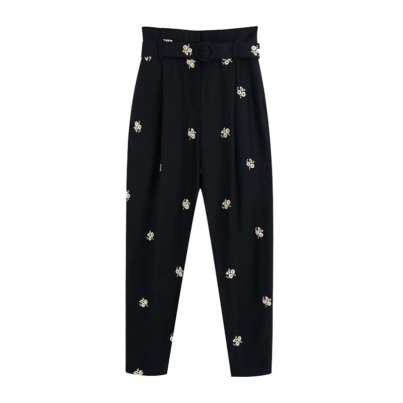 Women Elegant Fashion Floral Embroidery Pants with Belt Vintage Chic High Waist Zipper Fly Trousers Casual Pantalones Mujer 210520, As picture
Women Elegant Fashion Floral Embroidery Pants with Belt Vintage Chic High Waist Zipper Fly Trousers Casual Pantalones Mujer 210520, As picture