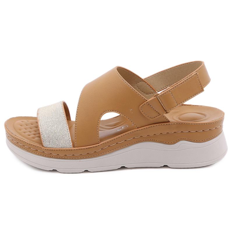 Sandals Women's PU Leather Brand Designer High Quality Sewing Wedges Summer Outside Beach Footwear Female Casual Platform Shoes, Blue