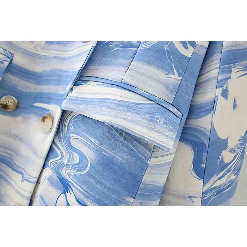 casual female blue patchwork blazers fashion ladies high street long jackets suit elegant stylish jacket girls 210527