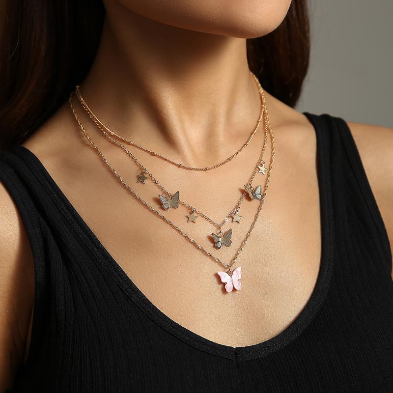 Chokers Wholesale Simple Elegant Multi-Layer Butterfly Necklace Women's Korean-Style Metal Star Ins Choker Chain
Chokers Wholesale Simple Elegant Multi-Layer Butterfly Necklace Women's Korean-Style Metal Star Ins Choker Chain