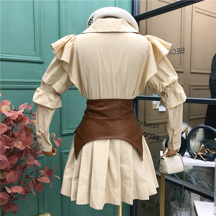 Sexy Shirt Dress Women Ruffle Long Sleeve Dresses Lady Korean Chic Vestidos with Belt High Street Fashin Robe 210519