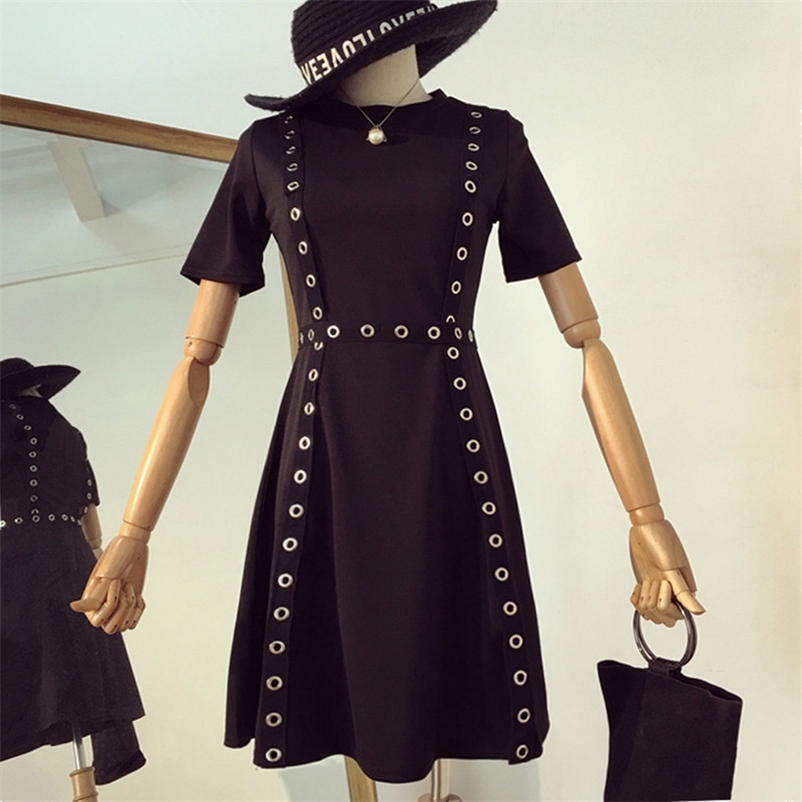 Summer Women Fashion Unique Hollow Out Dot Design Short Sleeves Black Dress Female Dresses A127 210519
Summer Women Fashion Unique Hollow Out Dot Design Short Sleeves Black Dress Female Dresses A127 210519