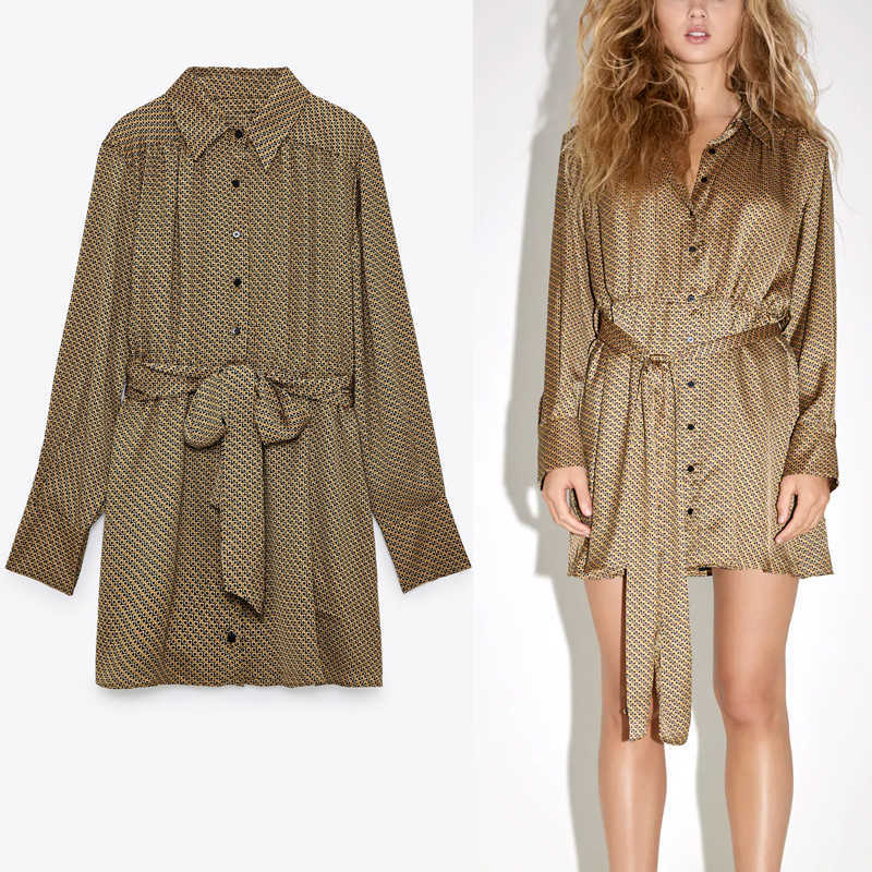 Za Print Shirt Dress Women Long Sleeve Vintage Belt Mini Dresses Woman Fashion Front Button Elastic Waist Office Dress 210602, As picture
Za Print Shirt Dress Women Long Sleeve Vintage Belt Mini Dresses Woman Fashion Front Button Elastic Waist Office Dress 210602, As picture