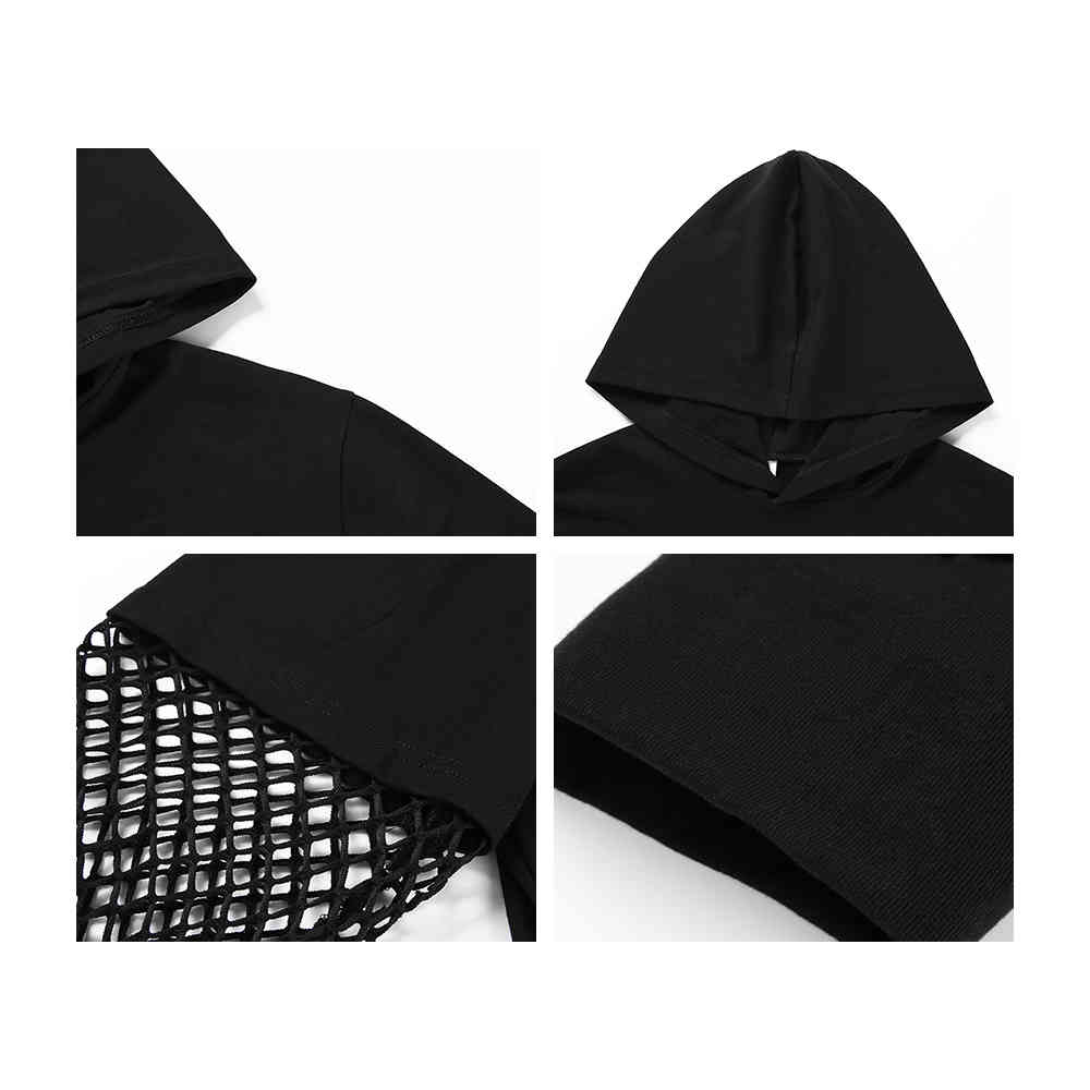 Women Mesh Long Sleeve Crop Tops Casual Letter Print Short Hoodies Sweatshirts Female Streetwear Fashion 210428