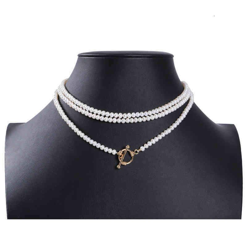 4 ~ 5mm Near Round Bright Pearl Chain Natural Versatile Necklace Female Freshwater Sweater