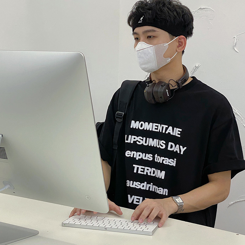 IEFB Men's Summer T-shirts Letter Print Causal Tee Short Sleeve Clothes Streetwear Camisetas Hombre Fashion Tops 9Y6226 210524