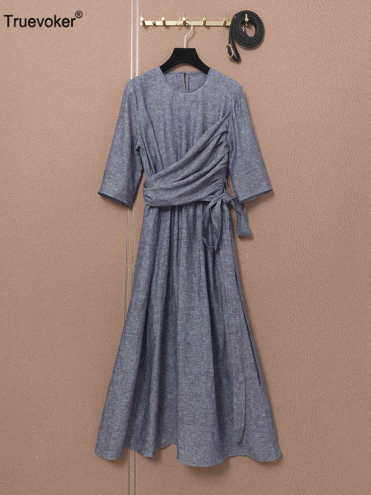 Truevoker Europe Runway Fashion 100% Linen Prom Robe Women Half Sleeve Pure Grey Wraped Midi Long Dress 210602, Gray
Truevoker Europe Runway Fashion 100% Linen Prom Robe Women Half Sleeve Pure Grey Wraped Midi Long Dress 210602, Gray
