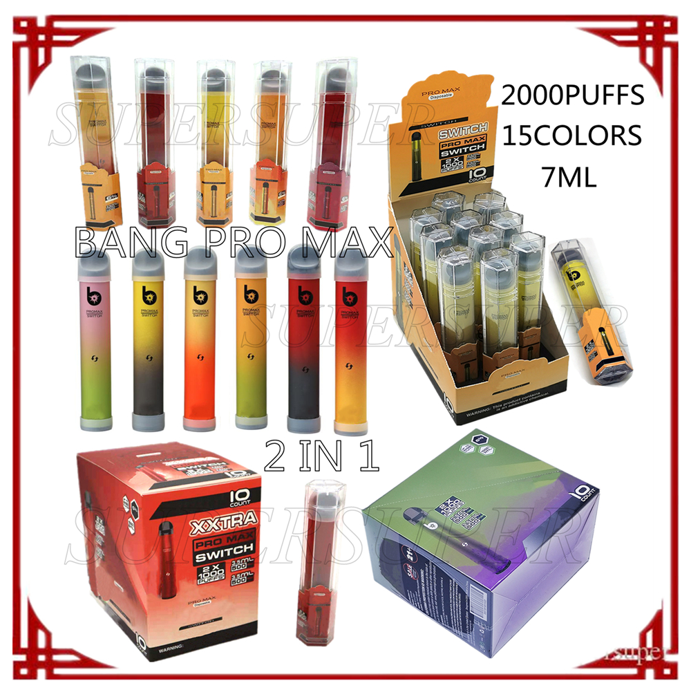 Bang Pro Max Switch Duo 2 in 1 Disposable Vape Pen Electronic Cigarette 15 Colors 2000 Puffs 7ml Pod Battery 1000mah Vaporizer VS PUFF XXL PLUS Air Bar
Bang Pro Max Switch Duo 2 in 1 Disposable Vape Pen Electronic Cigarette 15 Colors 2000 Puffs 7ml Pod Battery 1000mah Vaporizer VS PUFF XXL PLUS Air Bar
