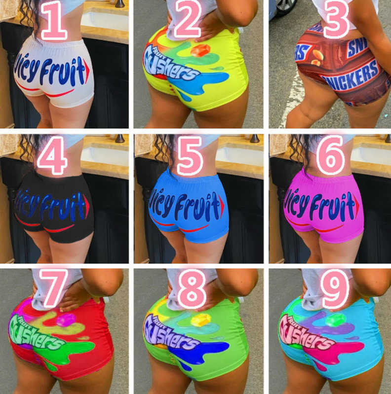 Sexy Women Shorts Pants Club Tight Summer Designer Mini Shorts Print Pants Fashion Party Plus Size Casual Clothing 8855