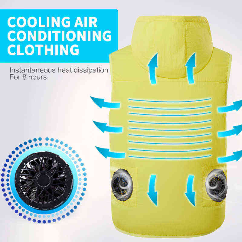 Summer Fan Equipped Clothing UV Resistant Cooling Vest For Men 5V USB Powered Air Conditioned Coat Summer Cooling Sleeveless 211119