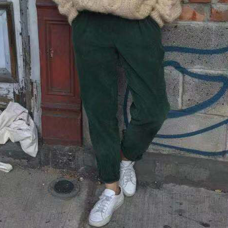 Nomikuma Vinatge Solid Corduroy Harem Pants Causal High Waist Autumn New Trousers Double Poskets Women Pants Mujer 6C982 210427