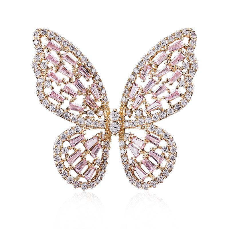 Pins, Brooches ERLUER Butterfly Brooch For Women Girls Inlaid Zircon Crystal High-grade Christmas Jewelry Lapel Pin Thorn Needle Ma
