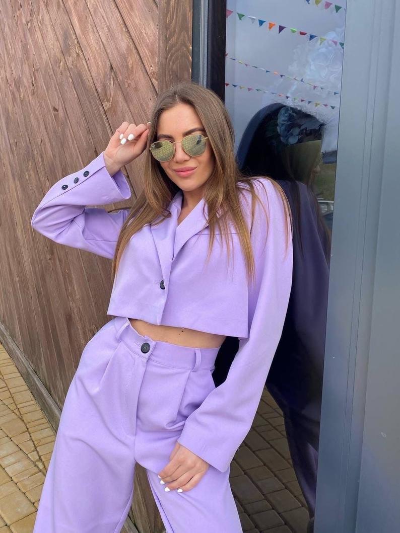 Fashion Purple Mother of the Bride Suits Women Ladies Evening Party Tuxedos Formal Work Wear For Wedding