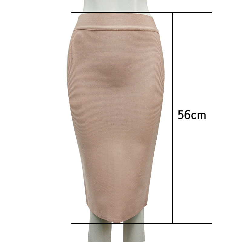 Top Quality ladies skirt Knee Length black yellow green rayon Bandage Pencil Women Fashion Formal Skirt free 210525