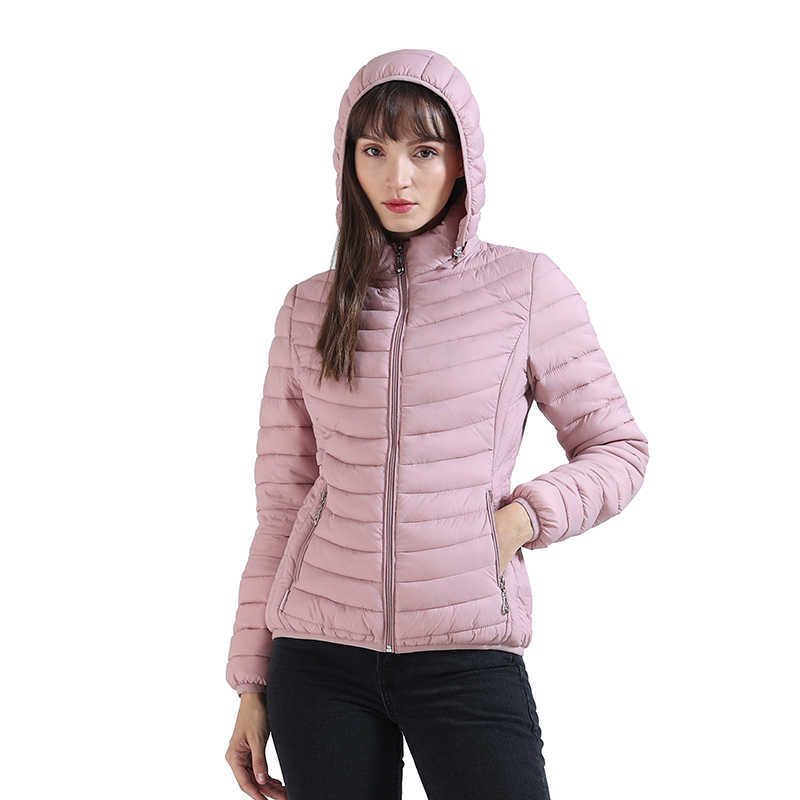 SANTELON Winter Women Padded Jacket Slim Short Parka Outdoor Warm Clothes Portable Store In A Bag Ultralight Coat For Chile 210819