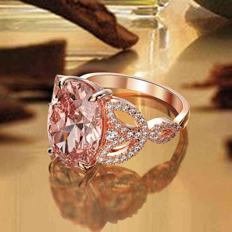 OEVAS 100% Sterling Sier Created Morganite Gemstone Wedding Engagement Dias Ring Fine Jewelry Wholesale 211217