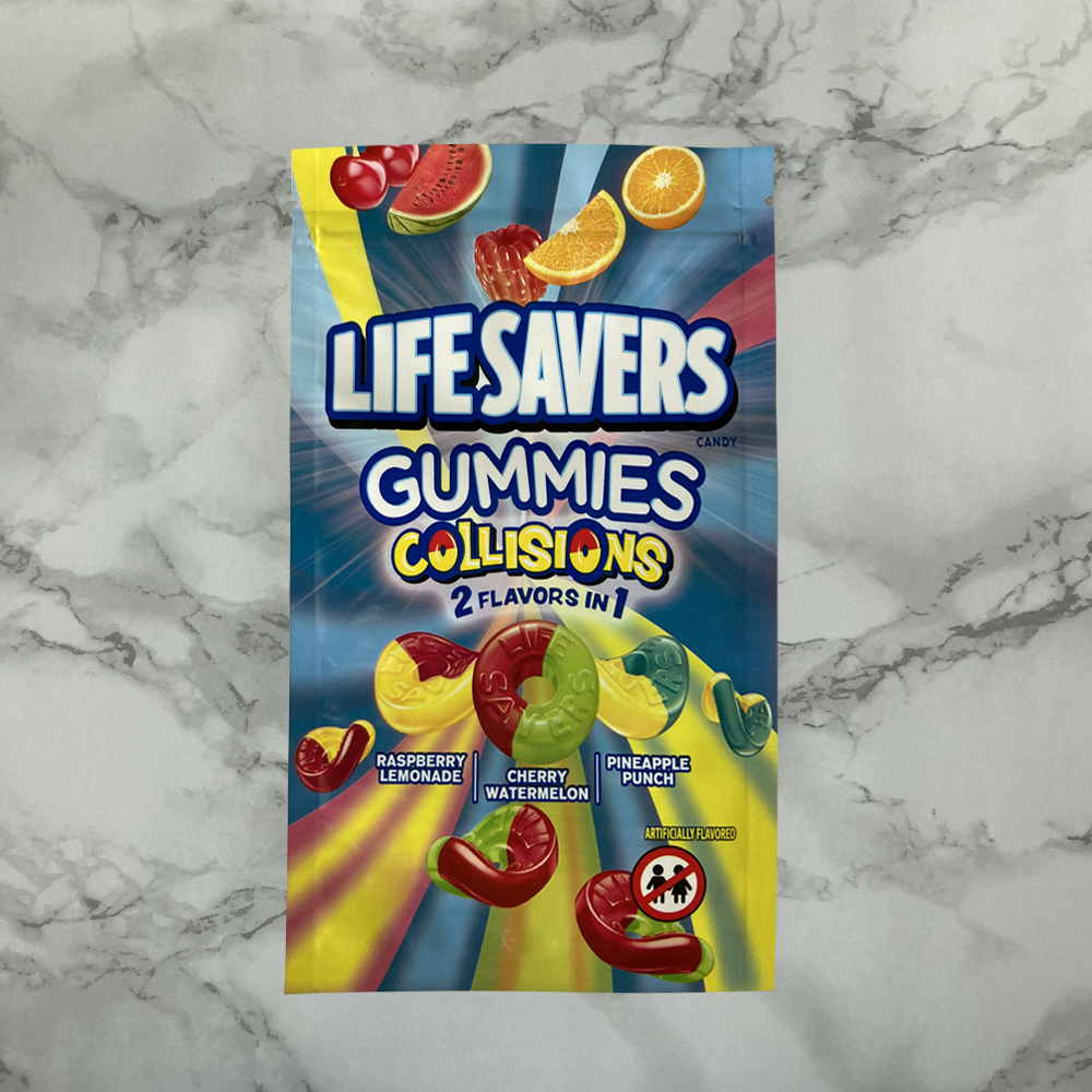 Life Savers Sour Edible Mylar Package Flat Design Packaging Bag For Original Wild Berry
Life Savers Sour Edible Mylar Package Flat Design Packaging Bag For Original Wild Berry