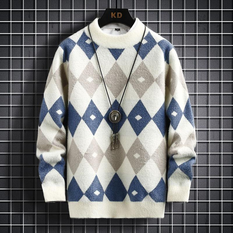 Men's Sweaters 2021 Winter Geometric Rhombus Mock Neck Sweater Youth Slim Casual Knitted Pullover, White;black
Men's Sweaters 2021 Winter Geometric Rhombus Mock Neck Sweater Youth Slim Casual Knitted Pullover, White;black