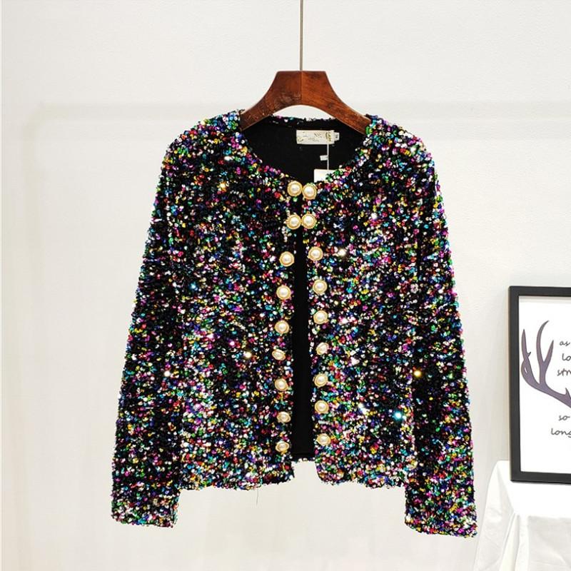 Women' Jackets 2021 Spring Bling Color Sequins Pearl Buckle Short Coat Woman Fashion Shiny Jacket Lady' Cardigan Outwear Autumn, Picture color
Women' Jackets 2021 Spring Bling Color Sequins Pearl Buckle Short Coat Woman Fashion Shiny Jacket Lady' Cardigan Outwear Autumn, Picture color