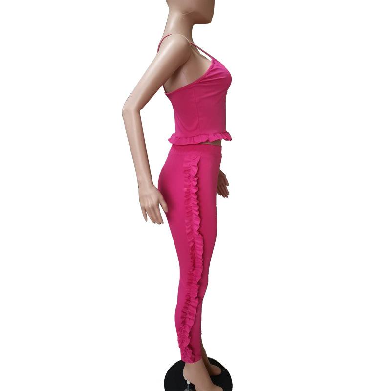 Summer Female African Suit Wooden Ear Straps Nine-point Pants Office Two-piece Suits For Women Vestidos De Fiesta Two Piece Dress