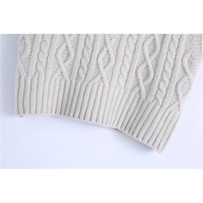 Streetwear Women V-Neck Sweaters Vest Fashion LadiesTwist Knitted Tops Elegant Female Chic Solid Grey Tanks 210430