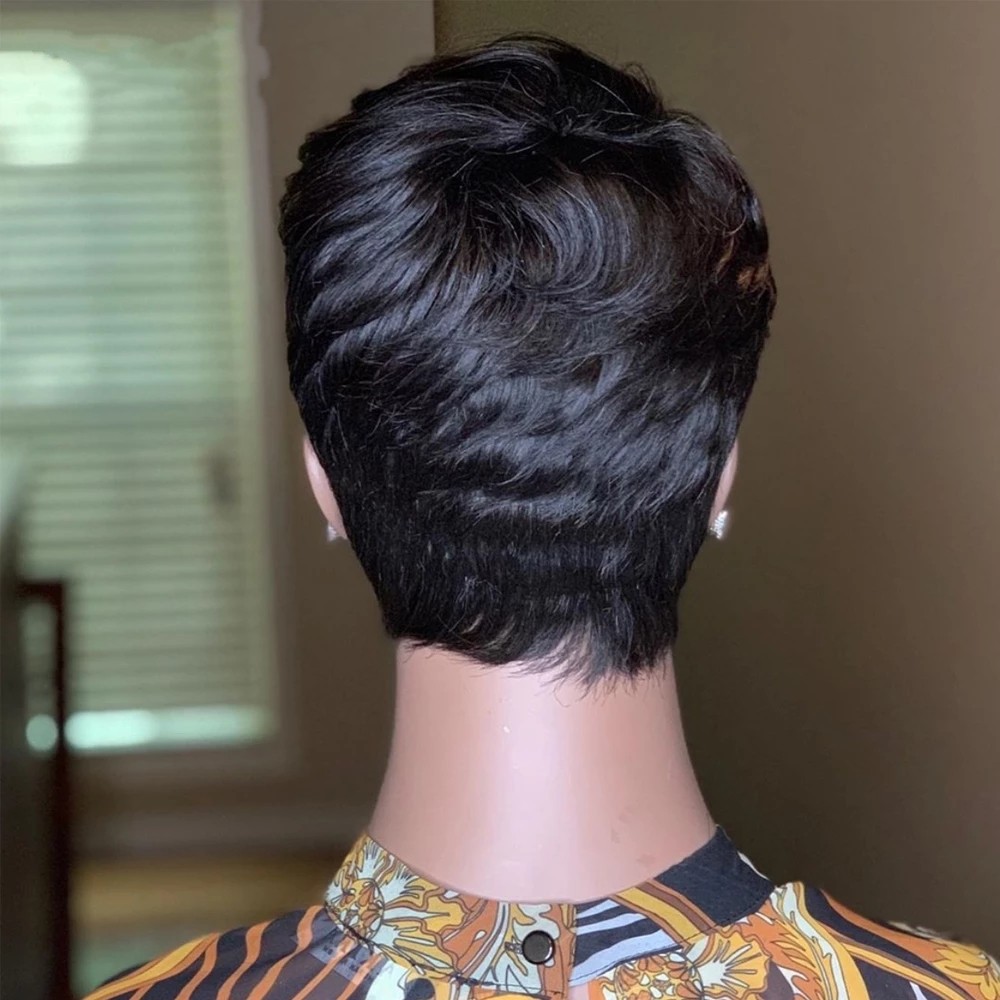 Ombre Blonde Color Short Natural Straight Wigs For Women Brazilian Human Hair No Lace Front Bob Wig With Bangs