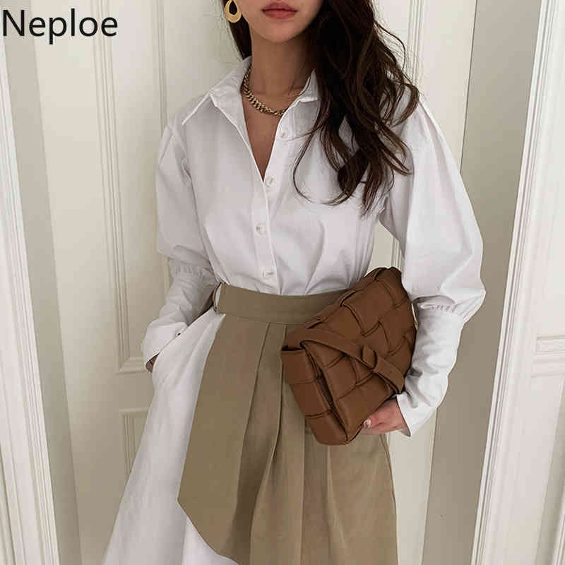 Neploe 2 Piece Outfits for Women Irregular Shirt Dress Pleated Korean Fashion Suit Fall Clothes Two Piece Set Female 4G056 210422