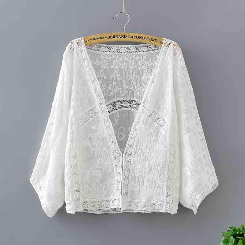 women tops lace hollow blouses shirts v-neck sweet solid long sleeved casual fashion 0311 40 210506
