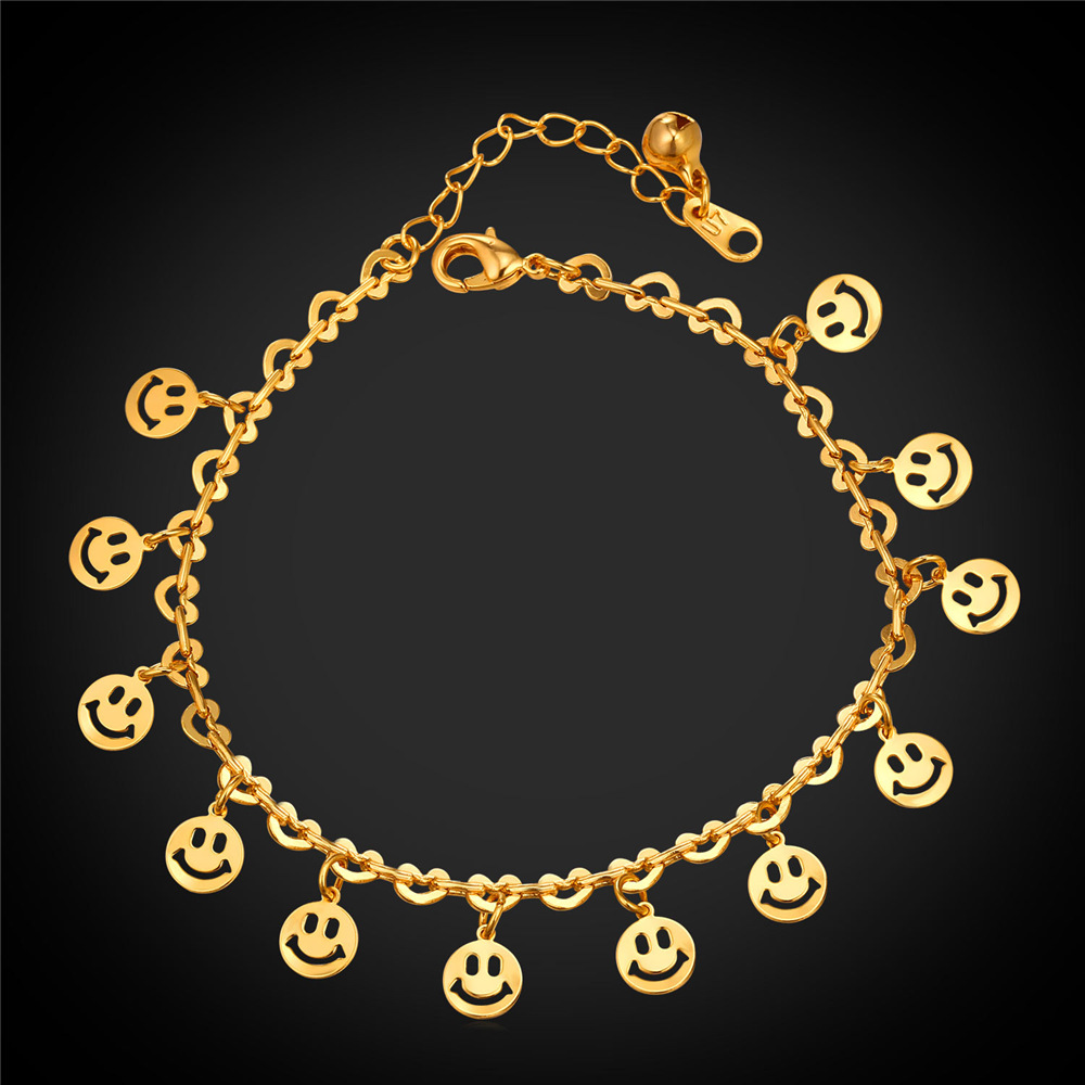 Women Lovely Kids Ankle Chains 18K Real Gold/Platinum Plated Adjustable Cute Smiles Charms Bracelets Anklets
Women Lovely Kids Ankle Chains 18K Real Gold/Platinum Plated Adjustable Cute Smiles Charms Bracelets Anklets