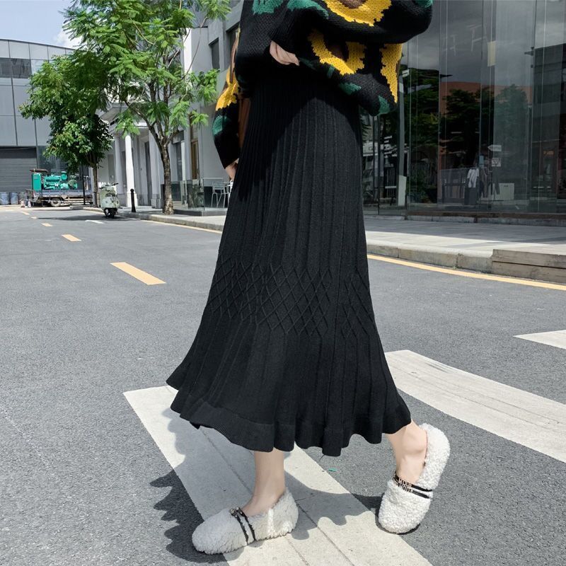 Nomikuma Women Autumn Winter Knitted Skirts Korean Ruffle High Waist Women Sweater Skirt Causal Elegant Bottoms Faldas 6D089 210427