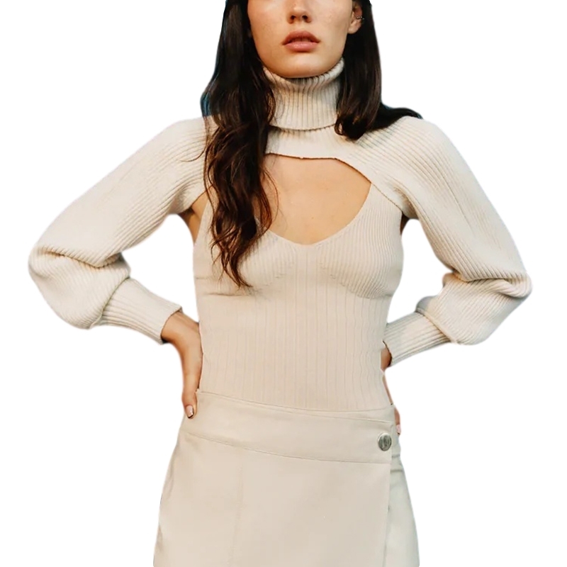 Vintage Women Elegant Sweater Tops Autumn Fahion Ladies Chic Turtleneck Pullovers Top Sweet Girls Cute Knitwear Stylish 210430