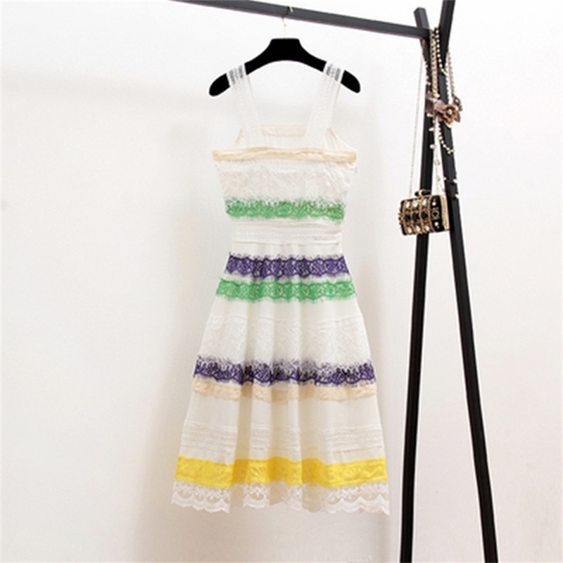 Summer est Runway Designer Colorful Striped Patchwork Spaghetti Strap Dress Floral Crochet Hollow out Lace 210603, Picture color
Summer est Runway Designer Colorful Striped Patchwork Spaghetti Strap Dress Floral Crochet Hollow out Lace 210603, Picture color