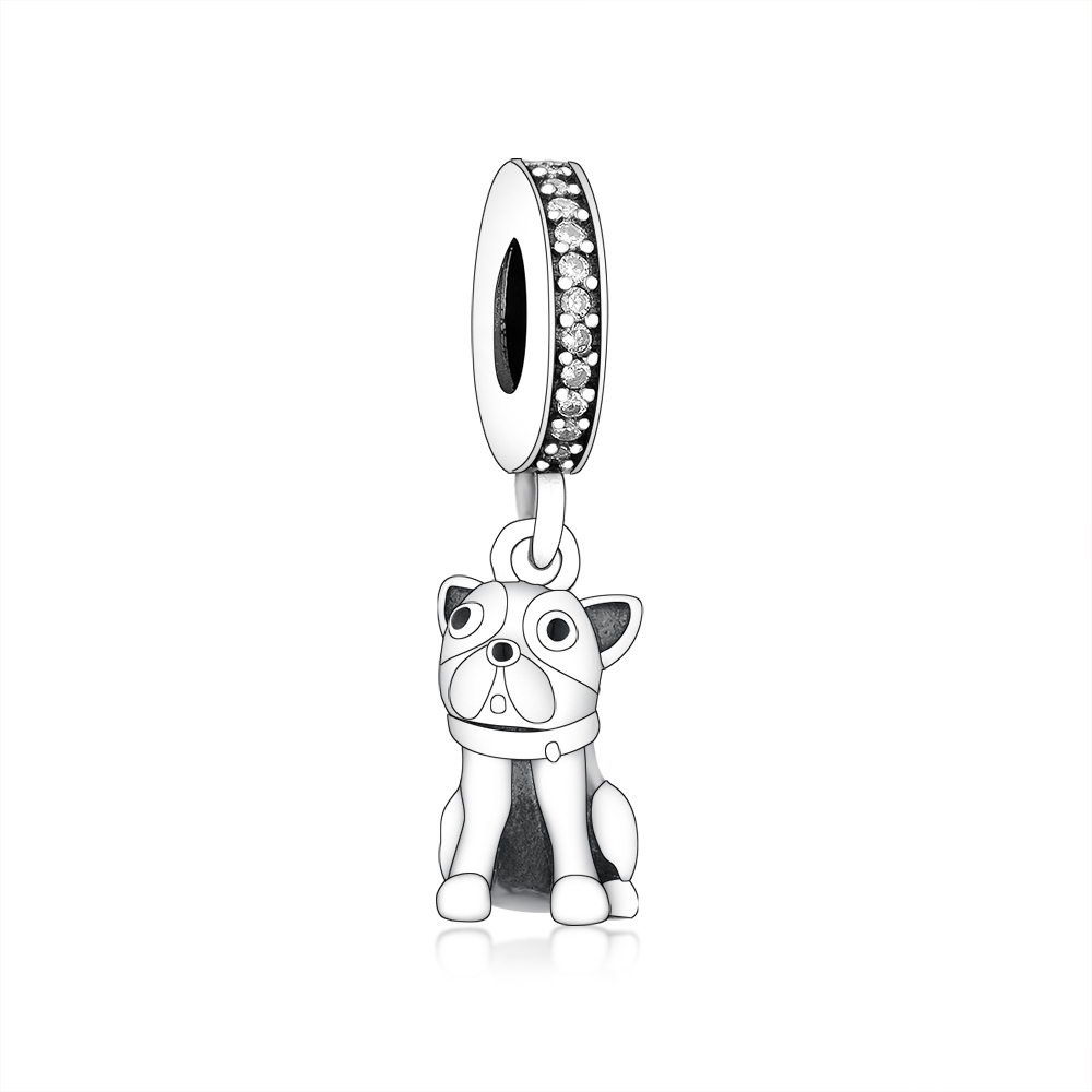 Fit Original Brand Charm Bracelet Authentic 925 Sterling Silver Human Loyal French Dog Bulldog Bead For Making Women Berloque