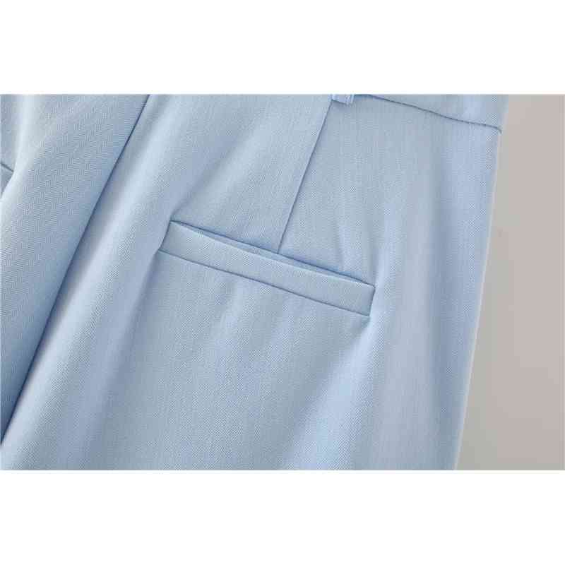 causal women pocket shorts summer fashion ladies sky blue elegant female zipper chic girls short 210430