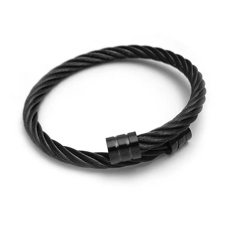 Bangle 2021 Black Titanium Steel Wire Bracelet Hip-hop Punk Open Elastic Fashion Jewelry For Women And Men High Quality Wholesale
Bangle 2021 Black Titanium Steel Wire Bracelet Hip-hop Punk Open Elastic Fashion Jewelry For Women And Men High Quality Wholesale