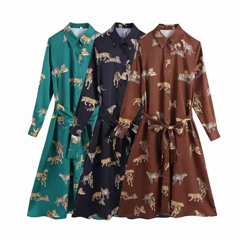 Autumn Vintage Animal Printed Shirt Dress Women Fashion Tied Belt Lapel Collar Long Sleeve Midi Ladies Casual es 210519, Black
Autumn Vintage Animal Printed Shirt Dress Women Fashion Tied Belt Lapel Collar Long Sleeve Midi Ladies Casual es 210519, Black