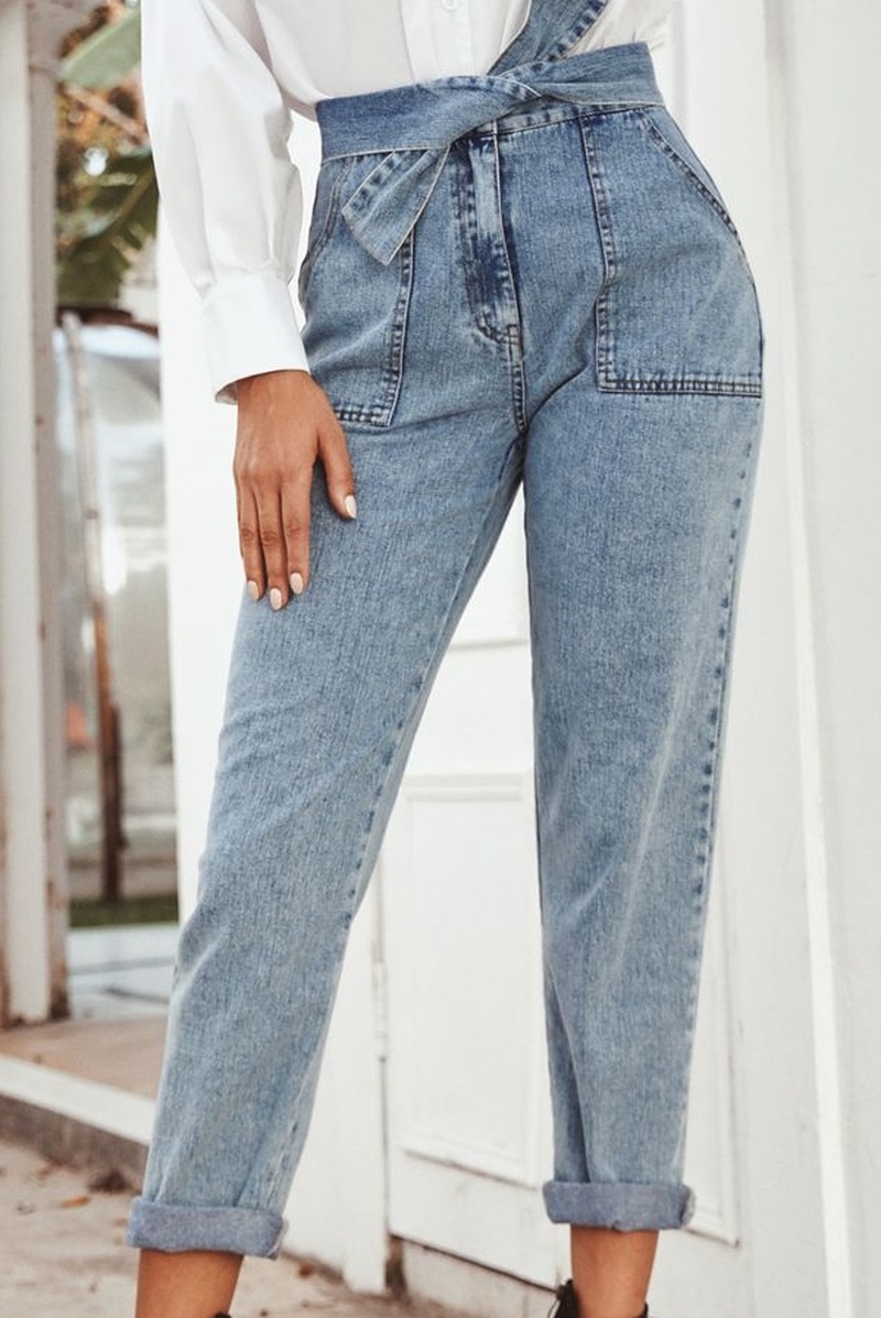 High Waist Jeans Woman Casual Women Autumn Straight Denim Trousers Blue Vintage Loose Office Lady Clothes 10520 210510