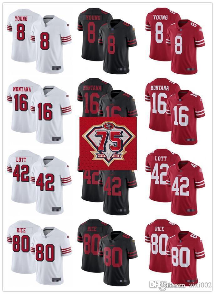 75th Men Women Youth 8 Steve Young Red 16 Joe Montana Black 42 Ronnie Lott White 80 Jerry Rice Football Jersey, Black;red 
75th Men Women Youth 8 Steve Young Red 16 Joe Montana Black 42 Ronnie Lott White 80 Jerry Rice Football Jersey, Black;red