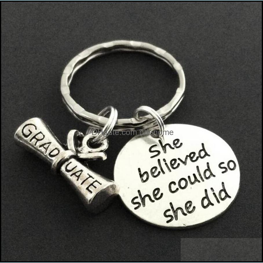 Key Rings Jewelry Graduation Season She Believed Cod So Did Diploma Keychain-Tibetan Sier Charm Pendant Chain Ring Diy Fit Keychain Drop Del
Key Rings Jewelry Graduation Season She Believed Cod So Did Diploma Keychain-Tibetan Sier Charm Pendant Chain Ring Diy Fit Keychain Drop Del