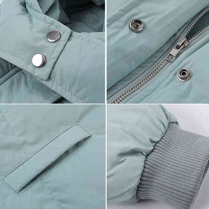 Women Winter Autumn Jacket Cotton Padded Hooded Oversized Loose Female Thick Coat Short Solid Casual Women's Parkas Korean 211109