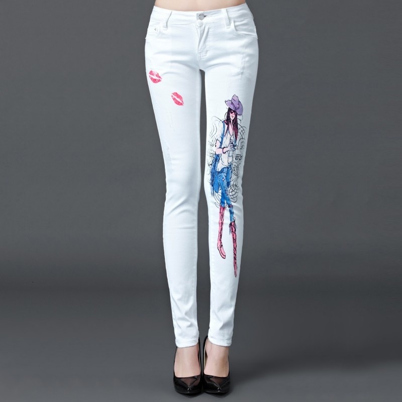 women's jeans standard test printed white cotton high-waisted jeans mother skinny female autumn denim long casual pants pencil yurk, Blue
women's jeans standard test printed white cotton high-waisted jeans mother skinny female autumn denim long casual pants pencil yurk, Blue