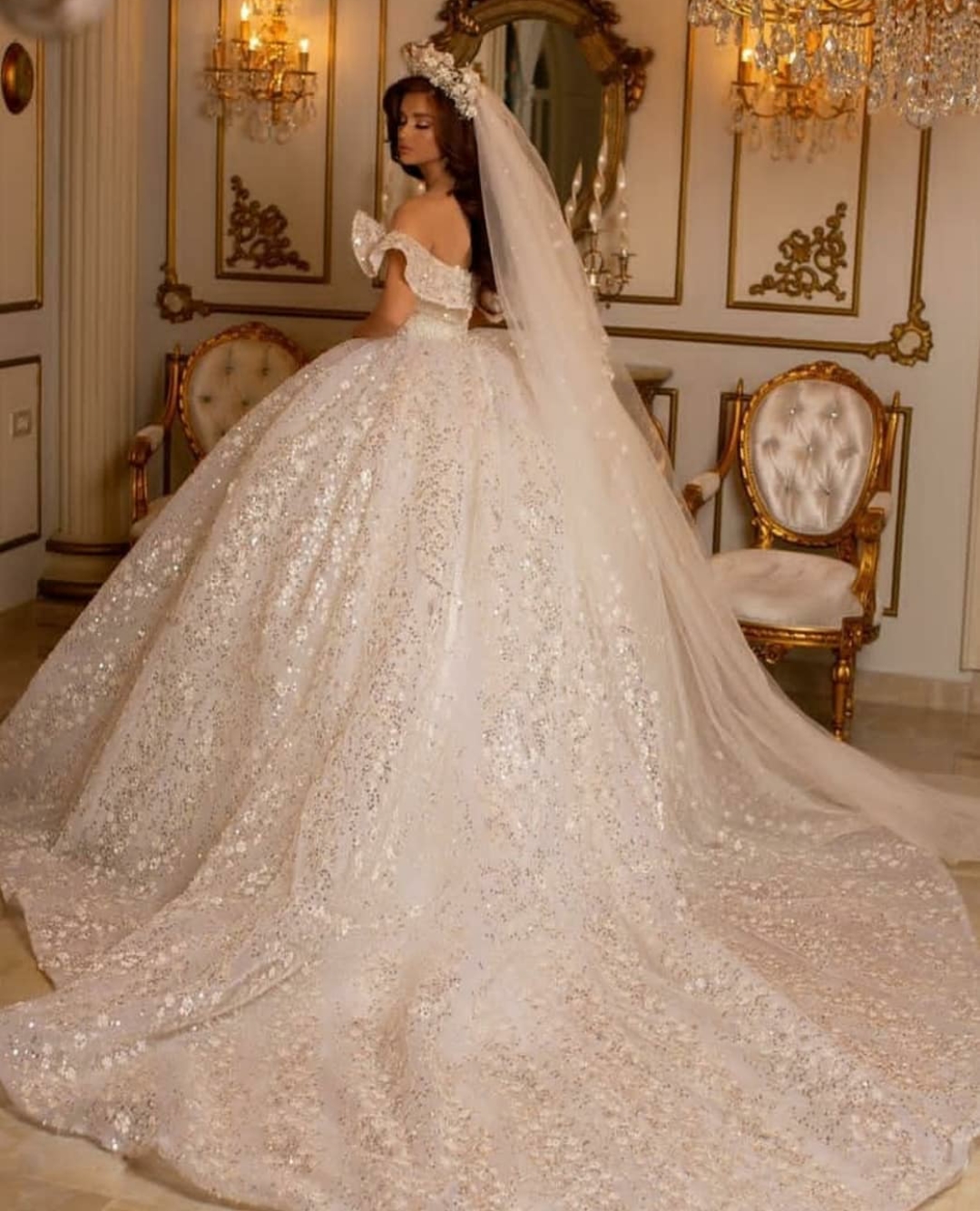 Vestido De Noiva Vintage Ball Gown Wedding Dresses Ruffles Off Shoulder Sequins Long Dubai Arabic Bridal Gowns For Women
