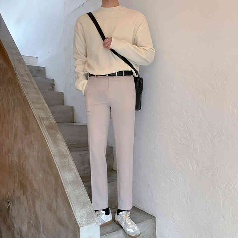 IEFB Spring Autumn half high collar sweater men's loose Korean solid color knitting bottoming kintwear clothes for male 9Y4500 210524