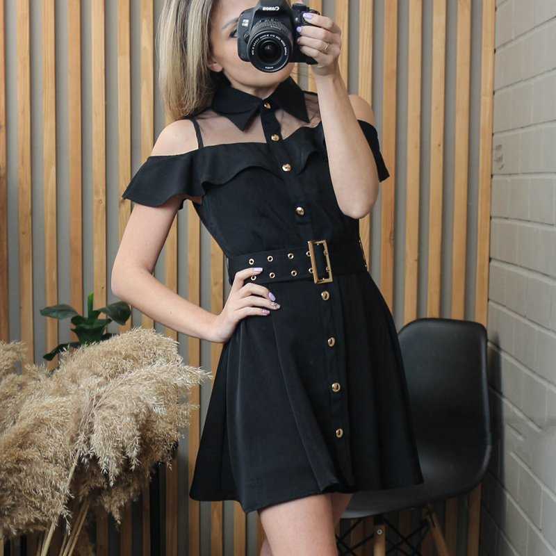 Korean OL Single Breasted Women Summer Dress Sweet Chic Black office work Short mini Dresses With Belt Vestidos jurken 210623