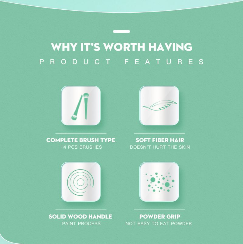 high quality 14 pcs makeup brushes set no logo bionic fiber wool wood handle 7 colors for option