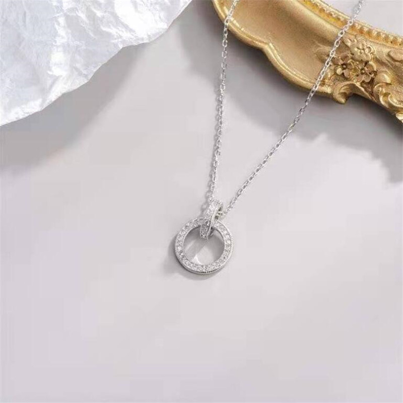 Choucong Brand Unique Circle Pendang Smple Fashion Jewelry 925 Sterling Silver Pave White CZ Diamond Gemstones Party Eternity Women Wedding Clavicle N