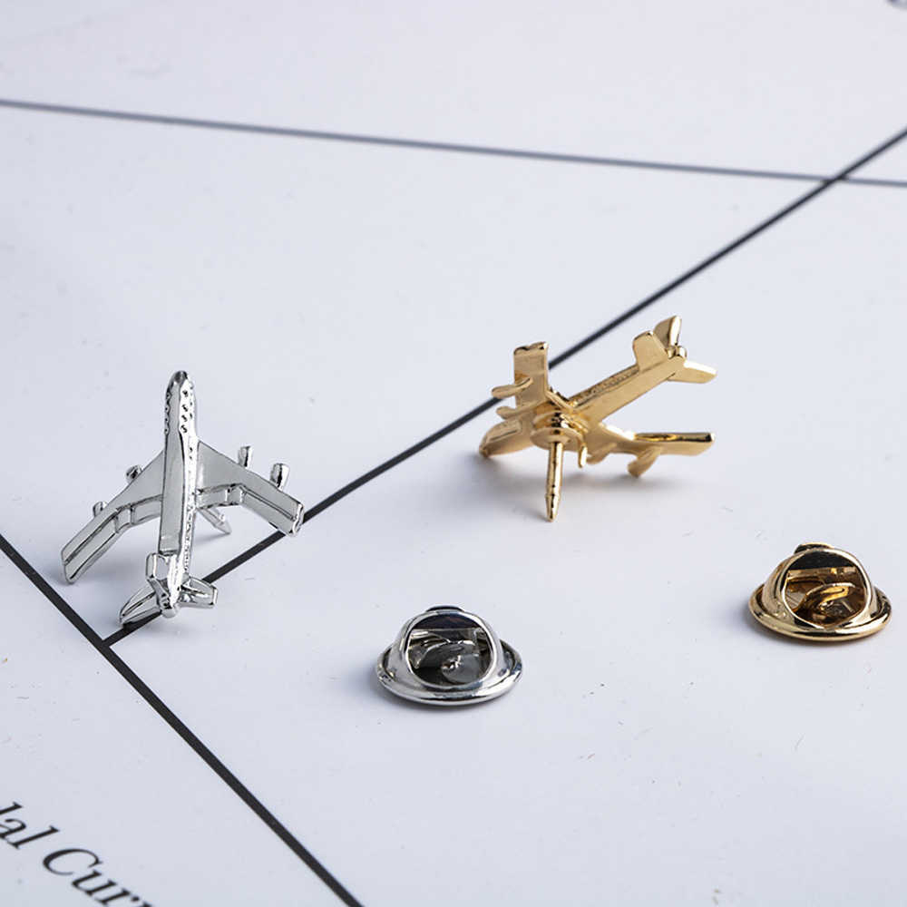 Vintage Airplane Brooch Men Suit Lapel Pin Mini Cute Alloy Badge Sweater Jacket Decor Collar Pin Fashion Jewelry H1018