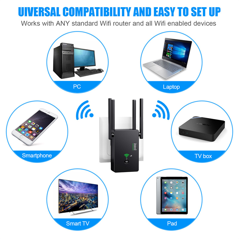 AC 1200M Wireless Router 2.4G 5G Signal Amplifier AP Repeater WiFi Routers For Laptop Macbook Mobile Phone iPad Tablet PC Computer Networking