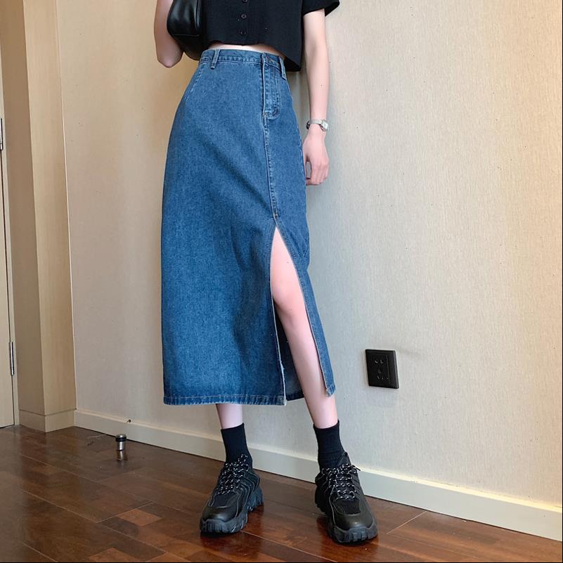 high waist women skirts vintage denim jeans casual wash split long skirt korean harajuk plus size blue femme, Black
high waist women skirts vintage denim jeans casual wash split long skirt korean harajuk plus size blue femme, Black